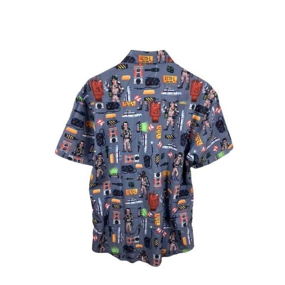 RSVLTS Ghostbusters Ain’t Afraid Button Down Short Sleeve Shirt - Men’s Medium - Picture 2 of 2